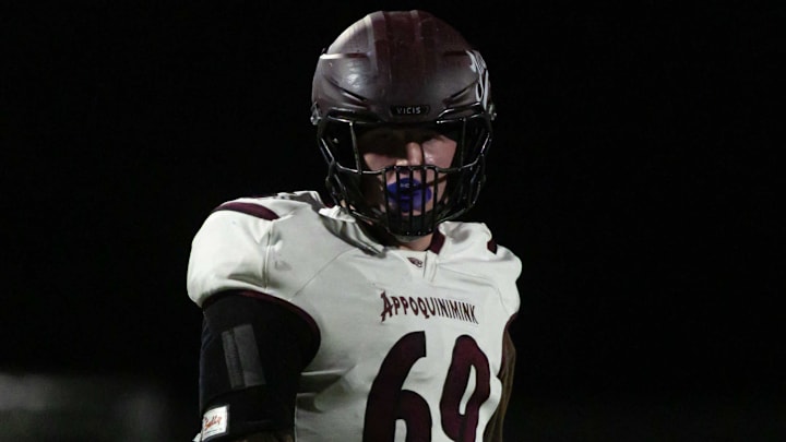 Appoquinimink offensive linemen Layton Von Brandt (69)