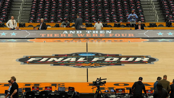Apr 5, 2025; San Antonio, TX, USA; A general view before a semifinal of the men's 2025 NCAA tournament between the Florida Gators and the Auburn Tigers at Alamodome. Mandatory Credit: Scott Wachter-Imagn Images