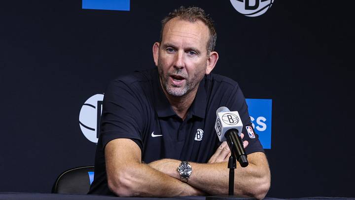 Sep 23, 2025; Brooklyn, NY, USA;  Brooklyn Nets general manager Sean Marks speaks at Media Day.  Mandatory Credit: Wendell Cruz-Imagn Images