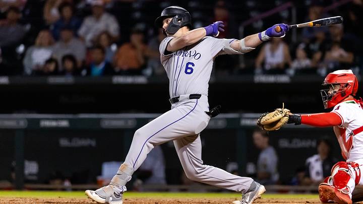 Nov 9, 2025; Mesa, AZ, USA; Colorado Rockies infielder Charlie Condon during the Arizona Fall League Fall Stars Game at Sloan Park. Mandatory Credit: Mark J. Rebilas-Imagn Images Nov 9, 2025; Mesa, AZ, USA; Colorado Rockies infielder Charlie Condon during the Arizona Fall League Fall Stars Game at Sloan Park. Mandatory Credit: Mark J. Rebilas-Imagn Images