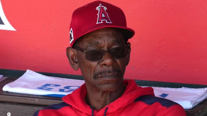 March 9, 2025; Tempe, Arizona, USA; Los Angeles Angels manager Ron Washington (37) gets ready for a game against the Cincinnati Reds at Tempe Diablo Stadium. Mandatory Credit: Rick Scuteri-Imagn Images March 9, 2025; Tempe, Arizona, USA; Los Angeles Angels manager Ron Washington (37) gets ready for a game against the Cincinnati Reds at Tempe Diablo Stadium. Mandatory Credit: Rick Scuteri-Imagn Images