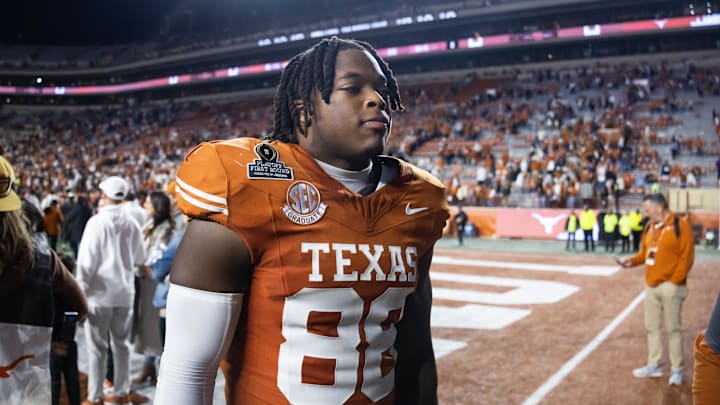 Dec 21, 2024; Austin, Texas, USA; Texas Longhorns linebacker Barryn Sorrell (88) against the Clemson Tigers during the CFP National playoff first round at Darrell K Royal-Texas Memorial Stadium. Mandatory Credit: Mark J. Rebilas-Imagn Images