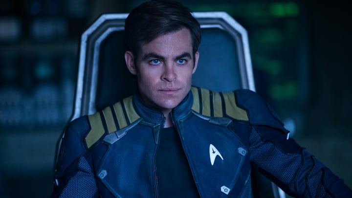 Chris Pine plays Kirk in Star Trek Beyond from Paramount Pictures, Skydance, Bad Robot, Sneaky Shark and Perfect Storm Entertainment