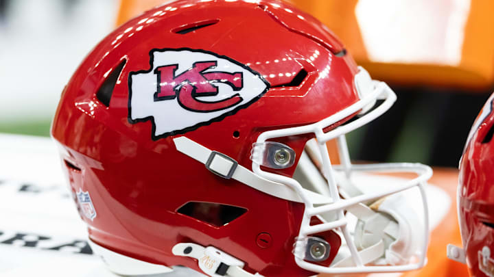 Feb 9, 2025; New Orleans, LA, USA; Detailed view of a Kansas City Chiefs helmet in Super Bowl LIX at Ceasars Superdome. Mandatory Credit: Mark J. Rebilas-Imagn Images Feb 9, 2025; New Orleans, LA, USA; Detailed view of a Kansas City Chiefs helmet in Super Bowl LIX at Ceasars Superdome. Mandatory Credit: Mark J. Rebilas-Imagn Images