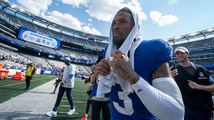 New York Giants wide receiver Odell Beckham Jr. (3) walks off the field following a 10-13 loss to Minnesota Vikings during a preseason opening game between the New York Giants and Minnesota Vikings on Saturday, Aug. 15, 2026, at MetLife Stadium in East Rutherford, NJ. New York Giants wide receiver Odell Beckham Jr. (3) walks off the field following a 10-13 loss to Minnesota Vikings during a preseason opening game between the New York Giants and Minnesota Vikings on Saturday, Aug. 15, 2026, at MetLife Stadium in East Rutherford, NJ.