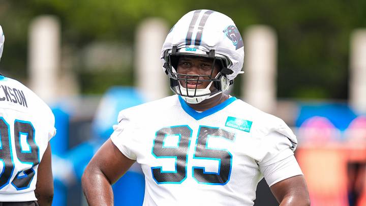 Carolina Panthers defensive end Derrick Brown (95) during the first day of mini camp Carolina Panthers defensive end Derrick Brown (95) during the first day of mini camp