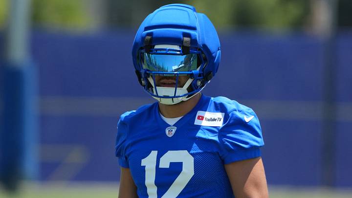 Jun 2, 2026; Woodland Hills, CA, USA; Los Angeles Rams receiver Puka Nacua (12) during organized team activities at Rams Practice Facility. Mandatory Credit: Kirby Lee-Imagn Images Jun 2, 2026; Woodland Hills, CA, USA; Los Angeles Rams receiver Puka Nacua (12) during organized team activities at Rams Practice Facility. Mandatory Credit: Kirby Lee-Imagn Images
