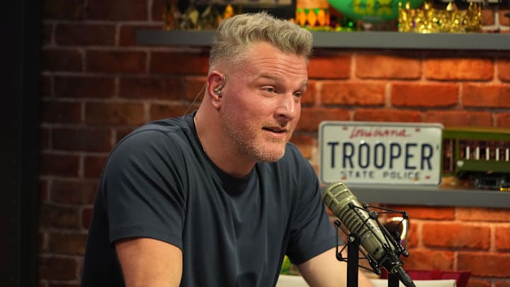 Feb 5, 2025; New Orleans, LA, USA; Pat McAfee on the Pat McAfee Show set at the Super Bowl LIX media center at the Ernest N. Morial Convention Center. Mandatory Credit: Kirby Lee-Imagn Images Feb 5, 2025; New Orleans, LA, USA; Pat McAfee on the Pat McAfee Show set at the Super Bowl LIX media center at the Ernest N. Morial Convention Center. Mandatory Credit: Kirby Lee-Imagn Images