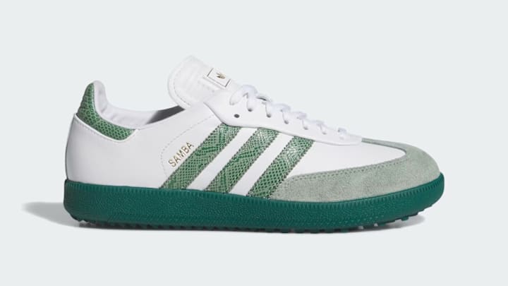 The adidas Samba Barstool Spikeless Golf Shoes dropped before the Phoenix Open. The adidas Samba Barstool Spikeless Golf Shoes dropped before the Phoenix Open.