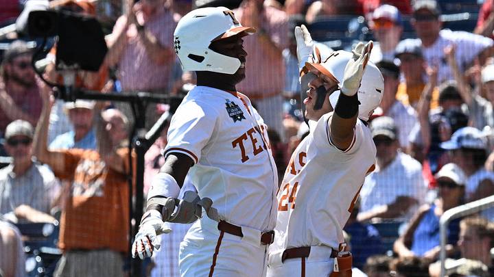 Jun 15, 2026; Omaha, NE, USA;  Texas Longhorns Anthony Pack Jr. and Adrian Rodriguez
