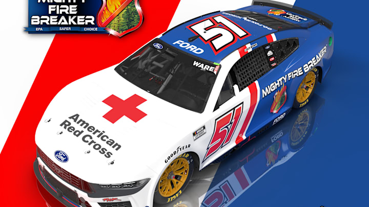 Rick Ware Racing will feature American Red Cross on the No. 51 Ford Mustang Dark Horse in the Cook Out Clash at Bowman-Gray Stadium, in support of those impacted by the wildfires in Southern California.