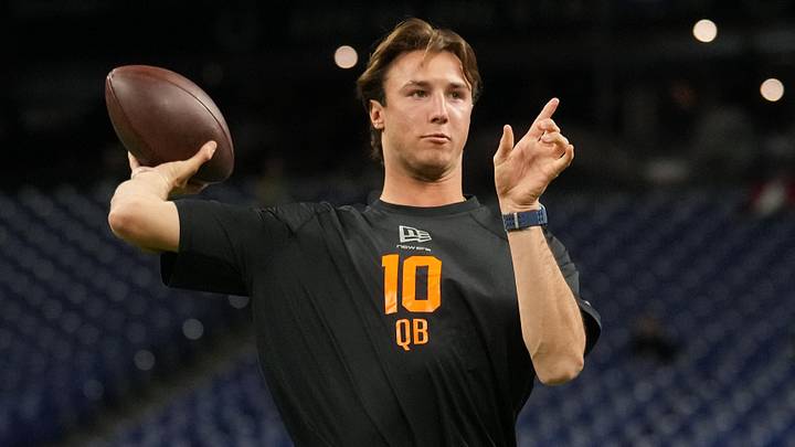 Clemson quarterback Cade Klubnik (QB10) during the NFL Scouting Combine at Lucas Oil Stadium. Clemson quarterback Cade Klubnik (QB10) during the NFL Scouting Combine at Lucas Oil Stadium.