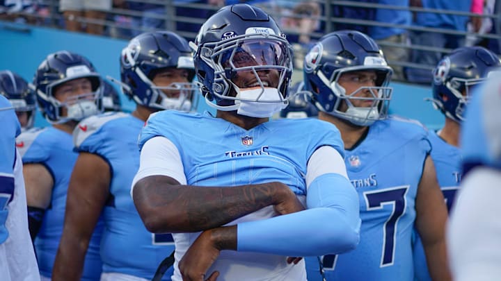 Tennessee Titans linebacker Arden Key heads out for warmups before an NFL preseason game against the Minnesota Vikings.