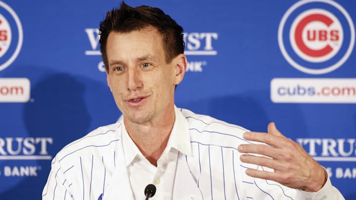 Nov 13, 2023; Chicago, Illinois, USA; Craig Counsell speaks as he is introduced as a new Chicago Cubs manager during a press conference in Chicago Nov 13, 2023; Chicago, Illinois, USA; Craig Counsell speaks as he is introduced as a new Chicago Cubs manager during a press conference in Chicago