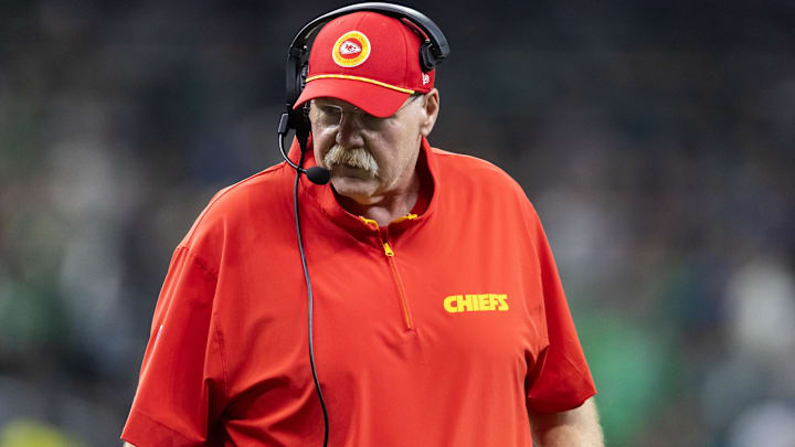 Kansas City Chiefs head coach Andy Reid against the Philadelphia Eagles in Super Bowl LIX at Ceasars Superdome.