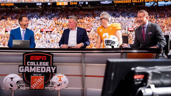 ESPN’s College GameDay before a college football game between Tennessee and Texas ESPN’s College GameDay before a college football game between Tennessee and Texas