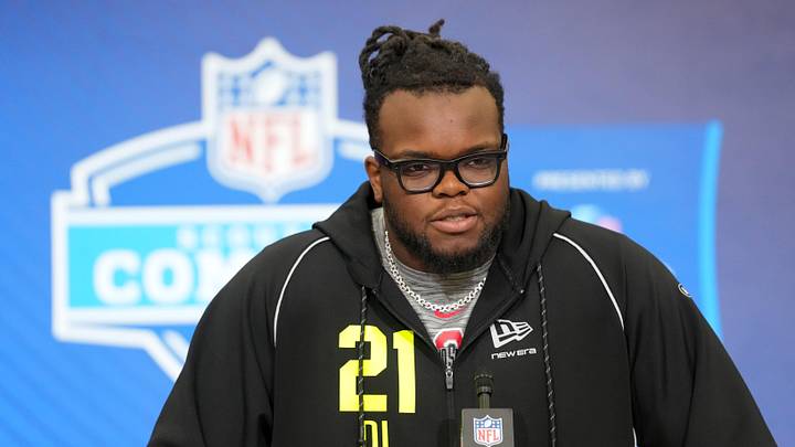 Feb 25, 2026; Indianapolis, IN, USA; Ohio State defensive lineman Kayden McDonald (DL21) speaks during the NFL Scouting Combine at the Indiana Convention Center. Mandatory Credit: Kirby Lee-Imagn Images Feb 25, 2026; Indianapolis, IN, USA; Ohio State defensive lineman Kayden McDonald (DL21) speaks during the NFL Scouting Combine at the Indiana Convention Center. Mandatory Credit: Kirby Lee-Imagn Images