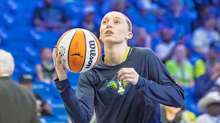 Dallas Wings guard PAIGE BUECKERS (5) at halftime warmups on May 10, 2025. Dallas Wings guard PAIGE BUECKERS (5) at halftime warmups on May 10, 2025.