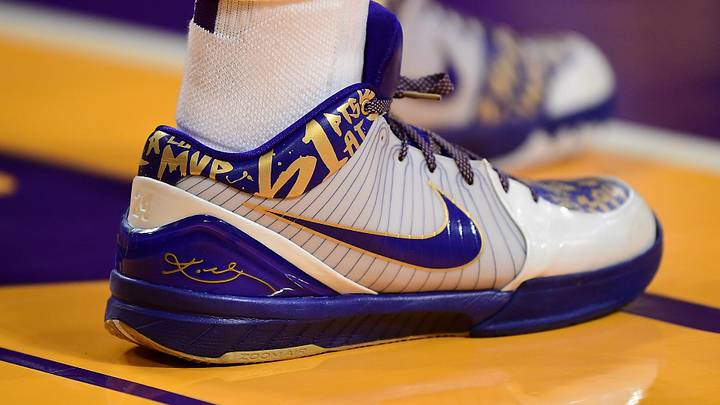 The Nike Kobe 4 "NBA Final MVP Home" colorway.