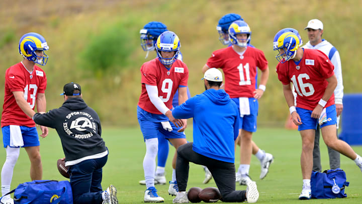 Los Angeles Rams Offseason Workout Stetson Bennett, Brett Rypien, Matthew Stafford, Dresser Winn