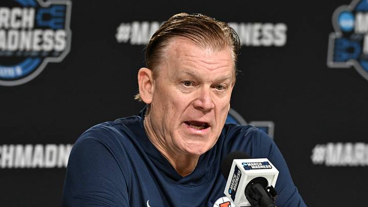Mar 25, 2026; Houston, TX, USA; Illinois Fighting Illini head coach Brad Underwood speaks during a practice session press conference ahead of the south regional of the men's 2026 NCAA Tournament at Toyota Center. Mandatory Credit: Maria Lysaker-Imagn Images Mar 25, 2026; Houston, TX, USA; Illinois Fighting Illini head coach Brad Underwood speaks during a practice session press conference ahead of the south regional of the men's 2026 NCAA Tournament at Toyota Center. Mandatory Credit: Maria Lysaker-Imagn Images