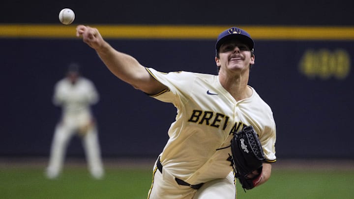 Milwaukee Brewers pitcher Logan Henderson (43) delivers a pitch against the Baltimore Orioles in the second inning at American Family Field on May 20, 2025.