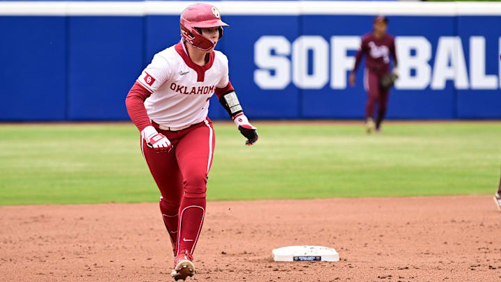 Junior outfielder Kasidi Pickering plays against Mississippi State at Devon Park on April 18, 2025 in Oklahoma City.