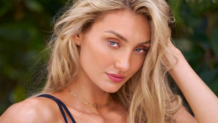 Cameron Brink was photographed by Ben Horton at The Boca Raton. Swimsuit by ViX Paula Hermanny. Necklaces by Gorjana.