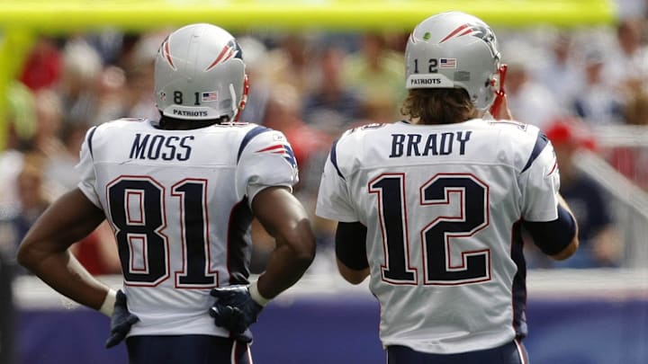 Randy Moss and Tom Brady in 2010.