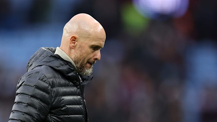 Manchester United manager Erik ten Hag during his team's recent Premier League fixture against Aston Villa