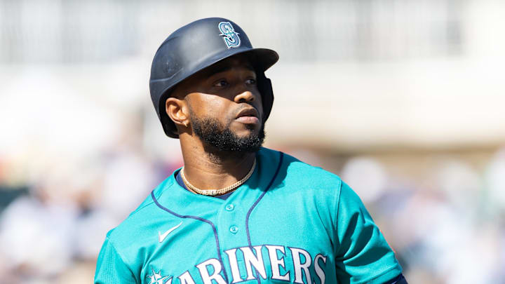 Victor Robles against the Kansas City Royals during a spring training game at Surprise Stadium.