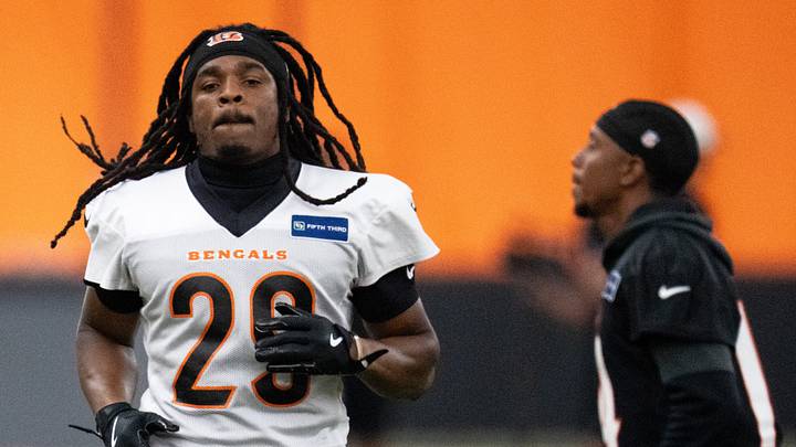 Cincinnati Bengals safety Kyle Dugger runs during preseason practice in Cincinnati on Thursday, September 3, 2026. Cincinnati Bengals safety Kyle Dugger runs during preseason practice in Cincinnati on Thursday, September 3, 2026.