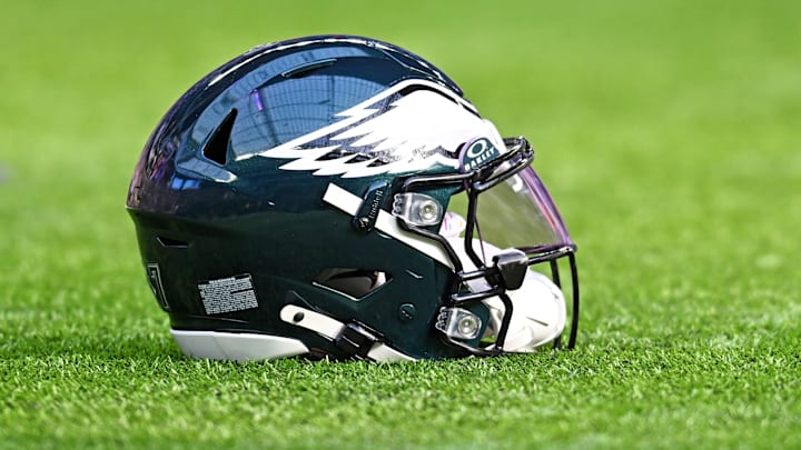 Oct 19, 2025; Minneapolis, Minnesota, USA; A general view of the Philadelphia Eagles helmet before the game against the Minnesota Vikings at U.S. Bank Stadium. Mandatory Credit: Jeffrey Becker-Imagn Images Oct 19, 2025; Minneapolis, Minnesota, USA; A general view of the Philadelphia Eagles helmet before the game against the Minnesota Vikings at U.S. Bank Stadium. Mandatory Credit: Jeffrey Becker-Imagn Images