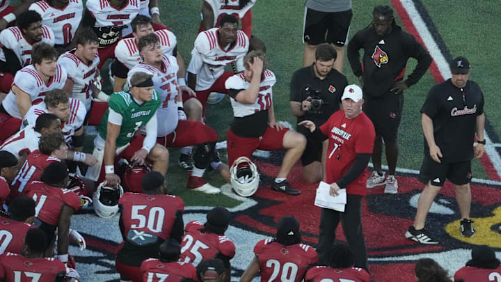 Louisville’s Jeff Brohm coaches against Louisville in the Spring Football game
April 17, 2026
