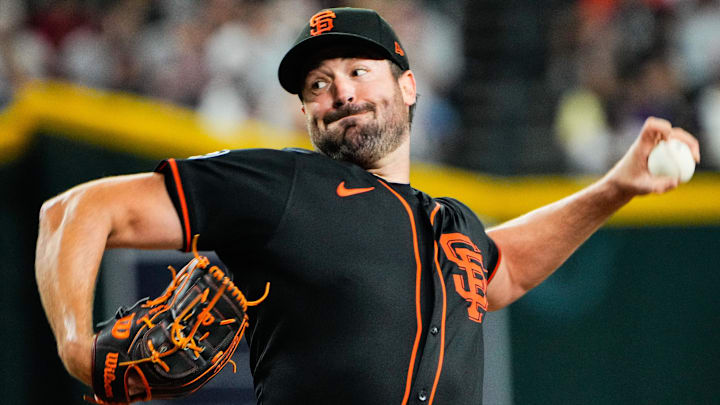 Jul 3, 2025; Phoenix, Arizona, USA; San Francisco Giants pitcher Robbie Ray (38) during the ninth inning during a game between the Arizona Diamondbacks and the San Francisco Giants at Chase Field