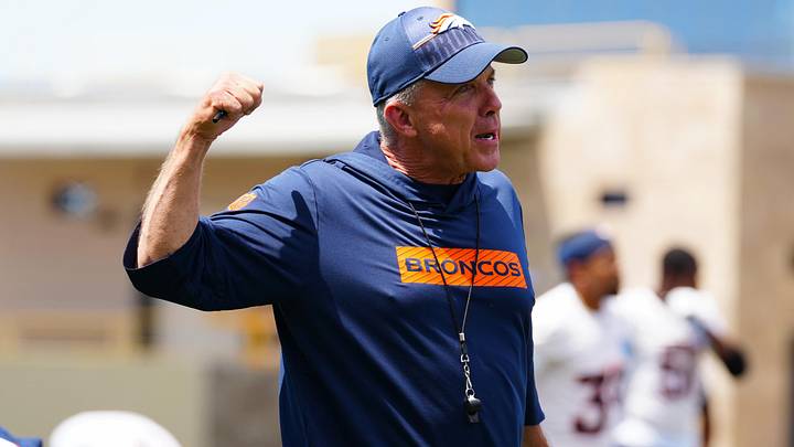 Jun 16, 2026; Englewood, CO, USA; Denver Broncos head coach Sean Payton during mini camp at Broncos Park. Jun 16, 2026; Englewood, CO, USA; Denver Broncos head coach Sean Payton during mini camp at Broncos Park.