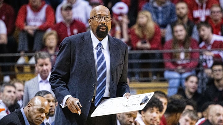 Indiana Hoosiers head coach Mike Woodson in the first half against the Sam Houston State Bearkats  at Simon Skjodt Assembly Hall.