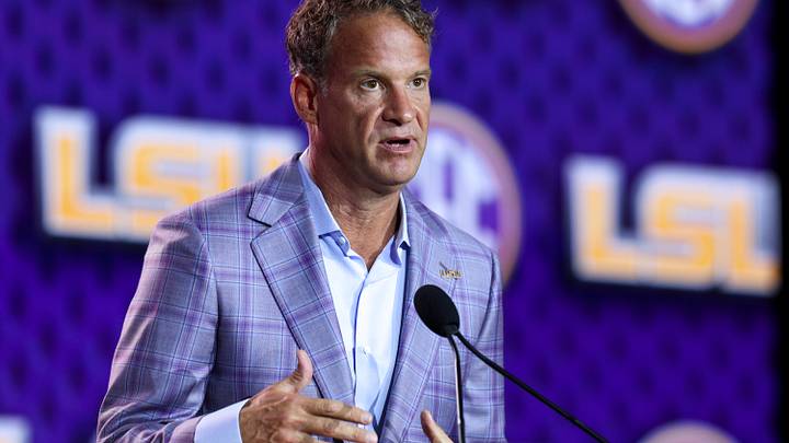 Jul 23, 2026; Tampa, FL, USA; LSU Tigers head coach Lane Kiffin speaks to the press during SEC Football Kickoff Media Day at the Tampa Marriott. Mandatory Credit: Nathan Ray Seebeck-Imagn Images Jul 23, 2026; Tampa, FL, USA; LSU Tigers head coach Lane Kiffin speaks to the press during SEC Football Kickoff Media Day at the Tampa Marriott. Mandatory Credit: Nathan Ray Seebeck-Imagn Images