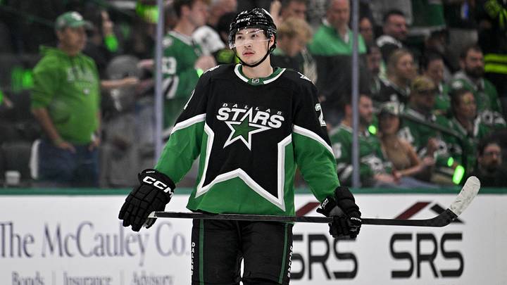 Apr 28, 2026; Dallas, Texas, USA; Dallas Stars left wing Jason Robertson (21) looks on during the third period against the Minnesota Wild in game five of the first round of the 2026 Stanley Cup Playoffs at American Airlines Center. Mandatory Credit: Jerome Miron-Imagn Images