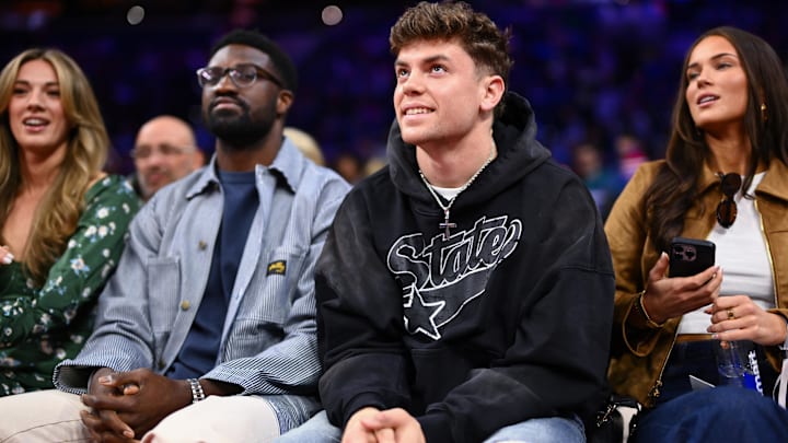 Philadelphia Eagles Cooper DeJean looks on during the game between the Philadelphia 76ers and the Toronto Raptors at Wells Fargo Center. Philadelphia Eagles Cooper DeJean looks on during the game between the Philadelphia 76ers and the Toronto Raptors at Wells Fargo Center.