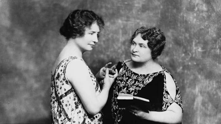 Helen Keller (left) and her interpreter, Anne Sullivan Macy