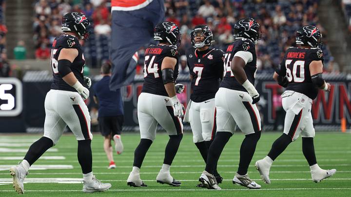 Aug 20, 2026; Houston, Texas, USA; Houston Texans quarterback C.J. Stroud (7) celebrates the extra point with special team members against the Las Vegas Raiders in the first half at Reliant Stadium. Mandatory Credit: Thomas Shea-Imagn Images Aug 20, 2026; Houston, Texas, USA; Houston Texans quarterback C.J. Stroud (7) celebrates the extra point with special team members against the Las Vegas Raiders in the first half at Reliant Stadium. Mandatory Credit: Thomas Shea-Imagn Images