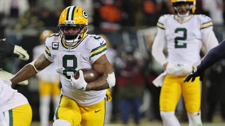 Green Bay Packers running back Josh Jacobs. Green Bay Packers running back Josh Jacobs.