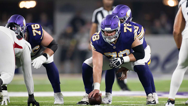 Ryan Kelly snaps the ball against the Atlanta Falcons.