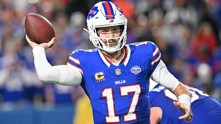 Buffalo Bills quarterback Josh Allen looks to pass during the fourth quarter against the Baltimore Ravens at Highmark Stadium. Buffalo Bills quarterback Josh Allen looks to pass during the fourth quarter against the Baltimore Ravens at Highmark Stadium.