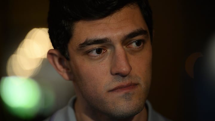 Nov 12, 2019; Scottsdale, AZ, USA; Boston Red Sox general manager Chaim Bloom speaks during media availability at the Omni Scottsdale Resort & Spa at Montelucia. Mandatory Credit: Joe Camporeale-Imagn Images Nov 12, 2019; Scottsdale, AZ, USA; Boston Red Sox general manager Chaim Bloom speaks during media availability at the Omni Scottsdale Resort & Spa at Montelucia. Mandatory Credit: Joe Camporeale-Imagn Images