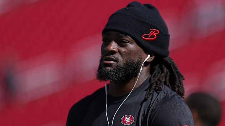 San Francisco 49ers wide receiver Brandon Aiyuk (11) warms up before the game against the Arizona Cardinals at Levi's Stadium.