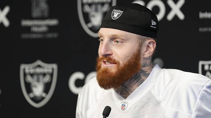 Las Vegas Raiders defensive end Maxx Crosby speaks during a news conference during organized team activities. Las Vegas Raiders defensive end Maxx Crosby speaks during a news conference during organized team activities.