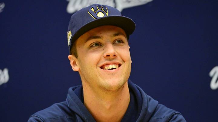 Oct 22, 2026; Milwaukee, WI, USA; Milwaukee Brewers starting pitcher Jacob Misiorowski (32) speaks during a workout session before the 2026 World Series. Mandatory Credit: Benny Sieu-Imagn Images Oct 22, 2026; Milwaukee, WI, USA; Milwaukee Brewers starting pitcher Jacob Misiorowski (32) speaks during a workout session before the 2026 World Series. Mandatory Credit: Benny Sieu-Imagn Images