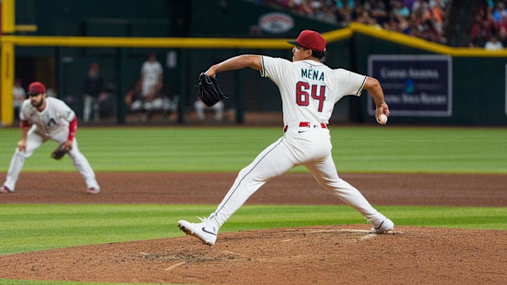 Jun 1, 2025; Phoenix, Arizona, USA; Arizona Diamondbacks pitcher Cristian Mena (64) comes in to pitch the sixth against the Washington Nationals at Chase Field. Mandatory Credit: Allan Henry-Imagn Images Jun 1, 2025; Phoenix, Arizona, USA; Arizona Diamondbacks pitcher Cristian Mena (64) comes in to pitch the sixth against the Washington Nationals at Chase Field. Mandatory Credit: Allan Henry-Imagn Images